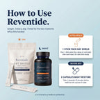 How to use Reventide — one stick pack after meals, two capsules before bed