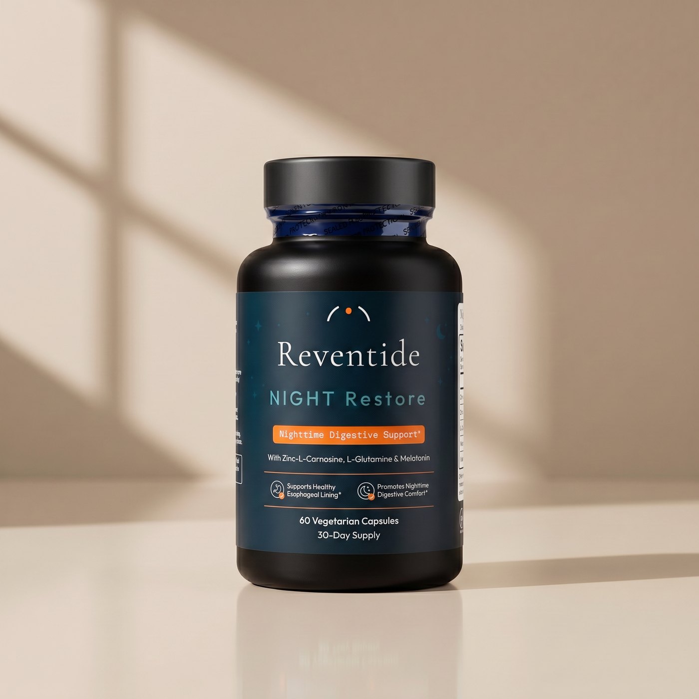 Reventide Night Restore capsule bottle.