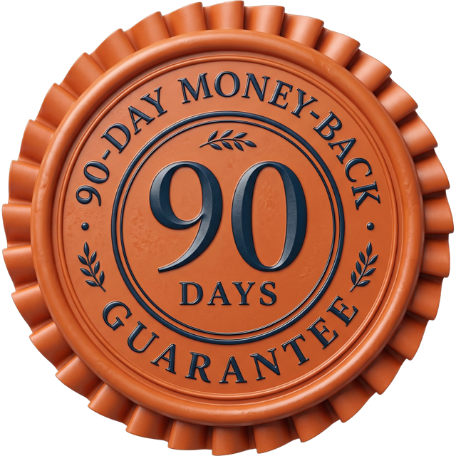 90-day money-back guarantee seal